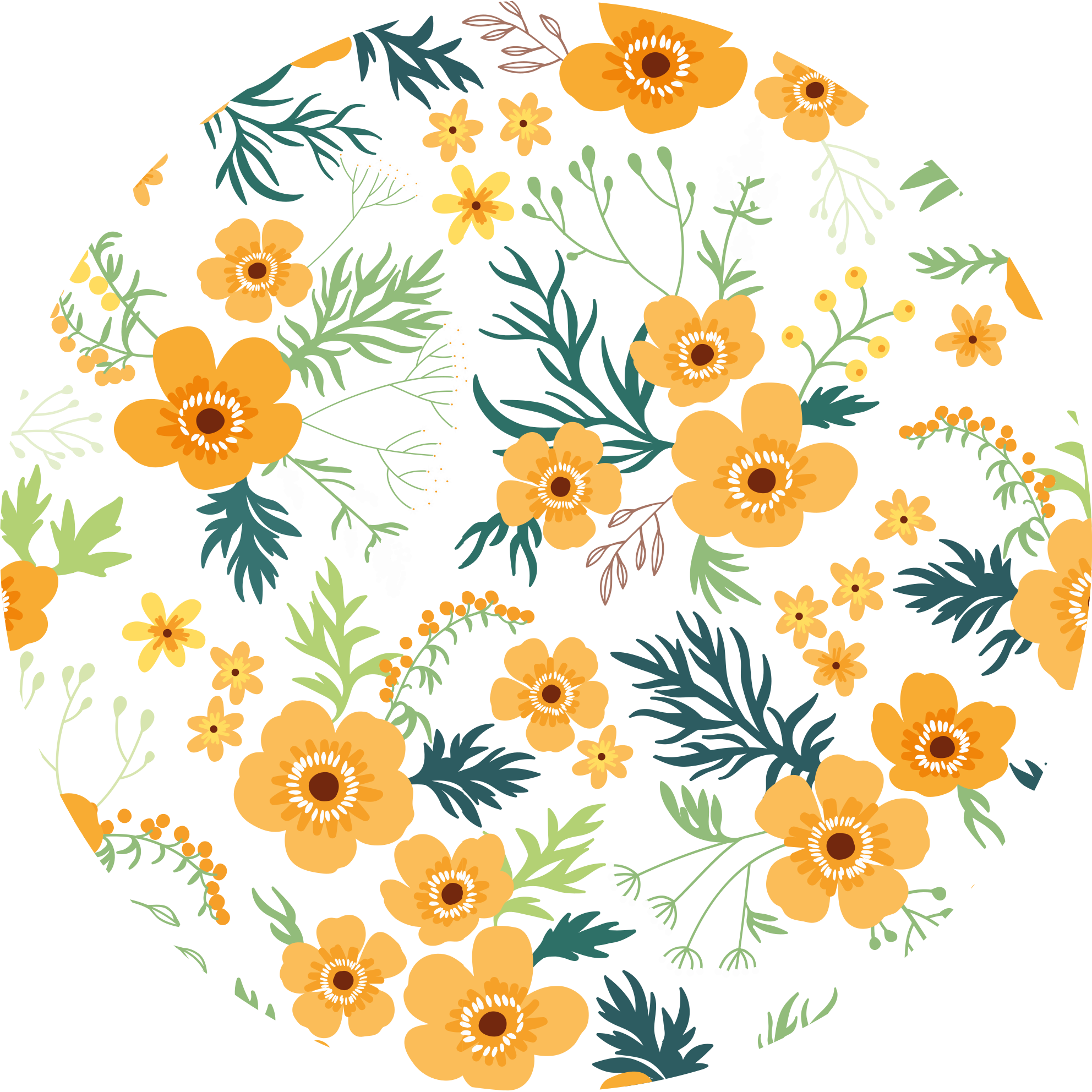Floral Bouquet Pattern flower vinyl rug - TenStickers
