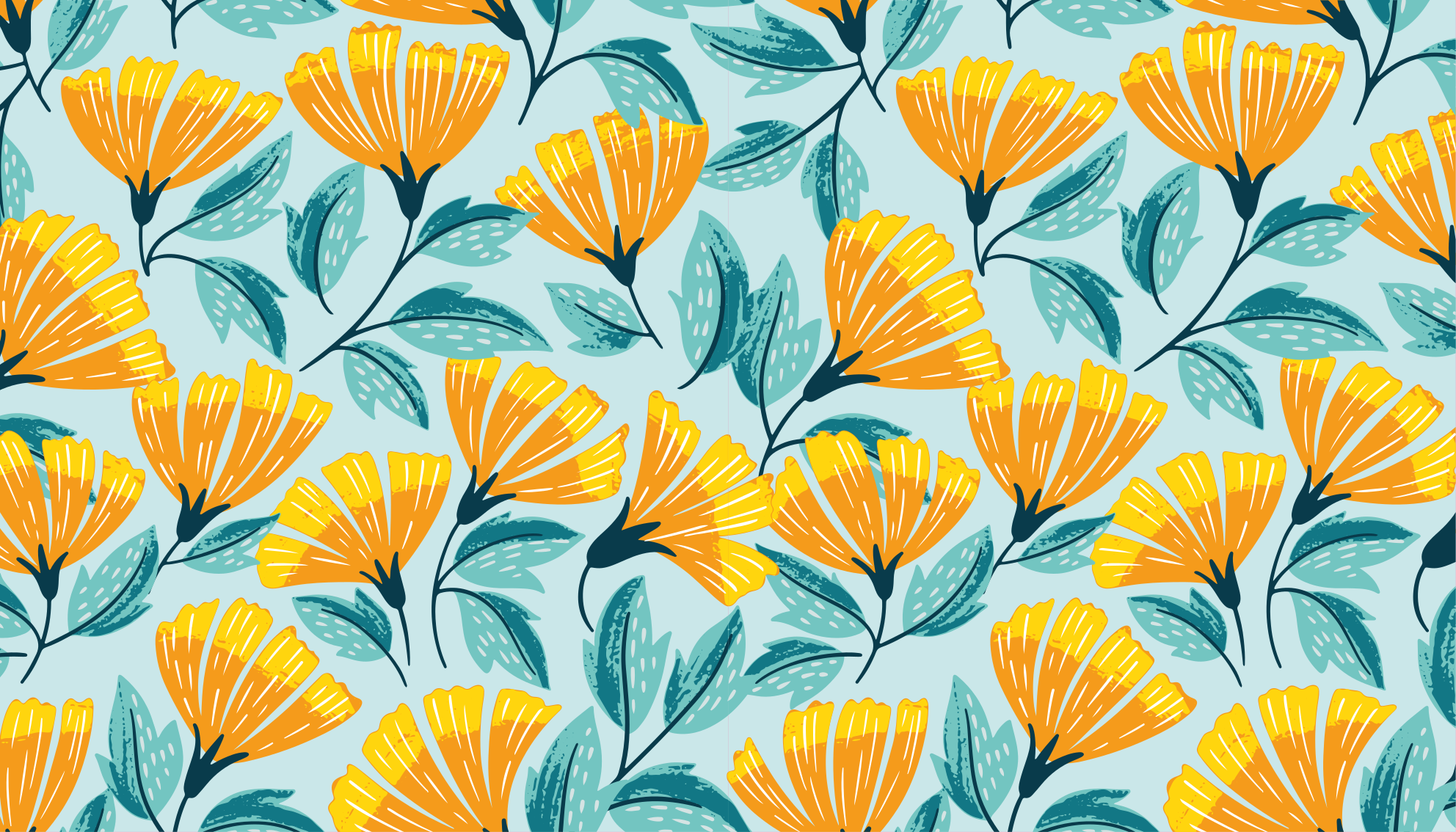 Yellow flower pattern floral rug - TenStickers