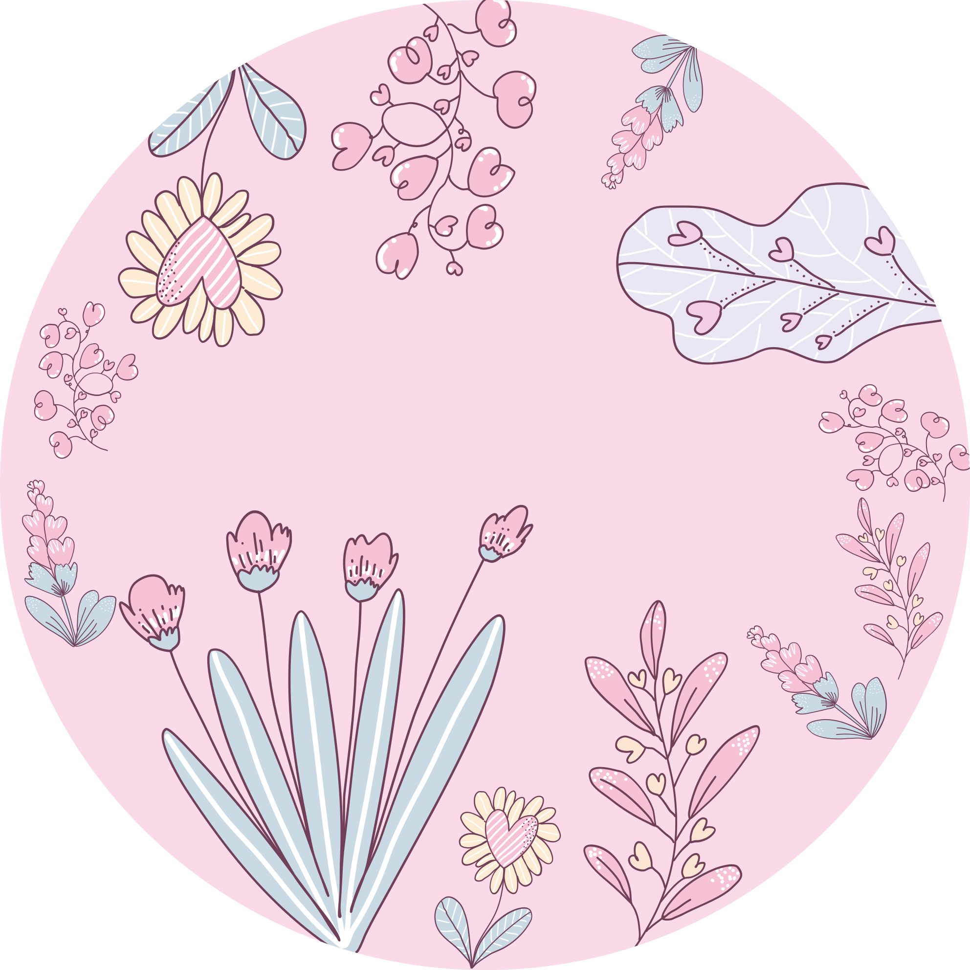 Floral Heart Patterns flower vinyl rug - TenStickers