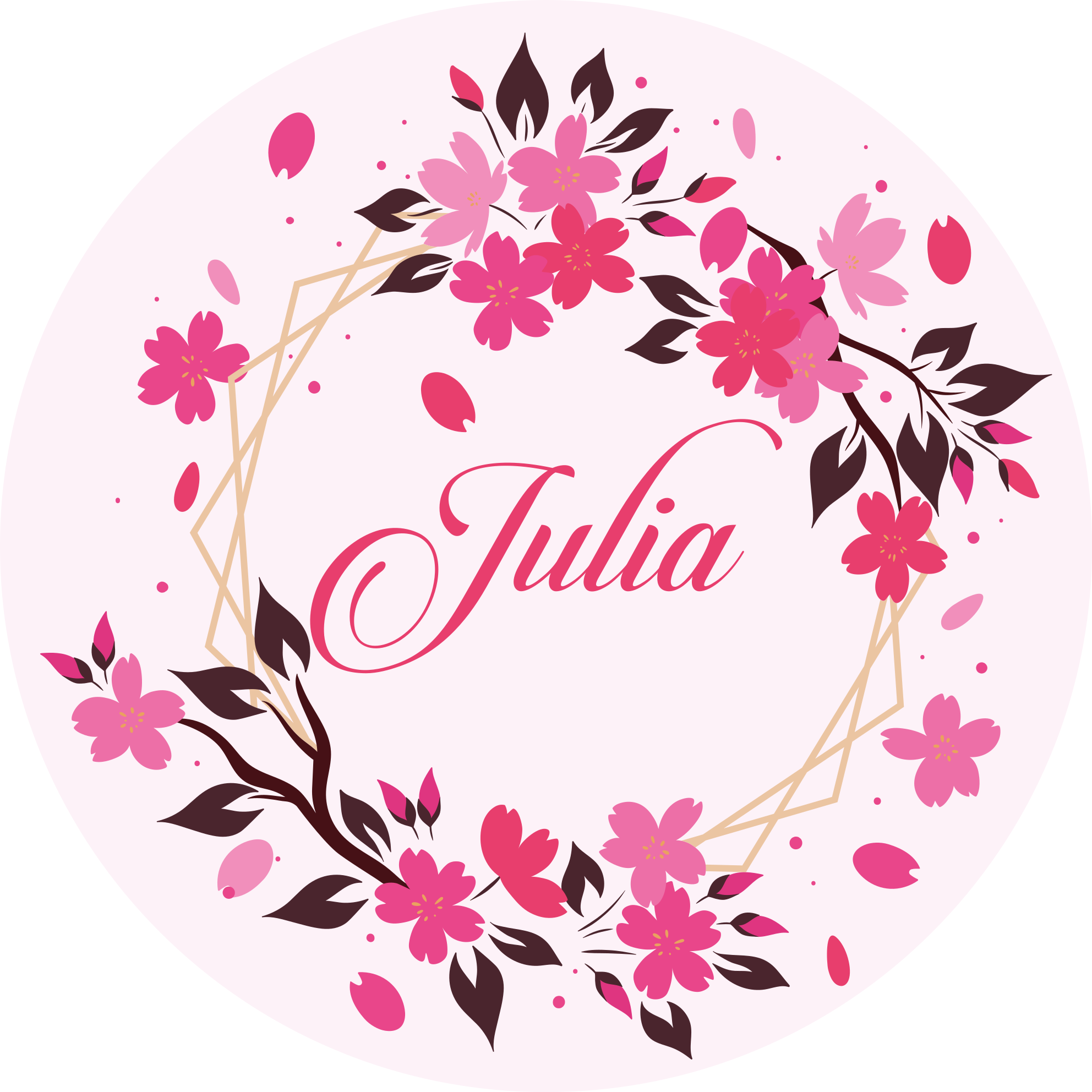 Circle of cherry blossoms with name floral rug - TenStickers