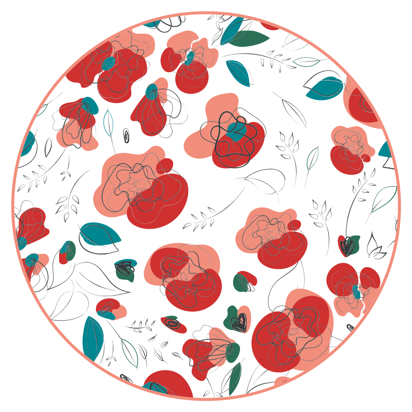 Flourishing Floral Element flower vinyl rug - TenStickers