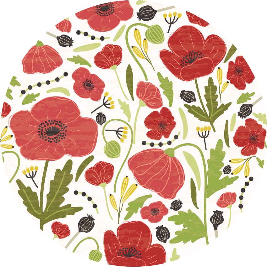 Red Poppy Blossoms flower vinyl rug - TenStickers