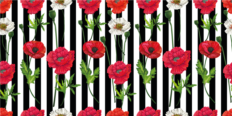 Floral Striped Pattern flower vinyl rug - TenStickers