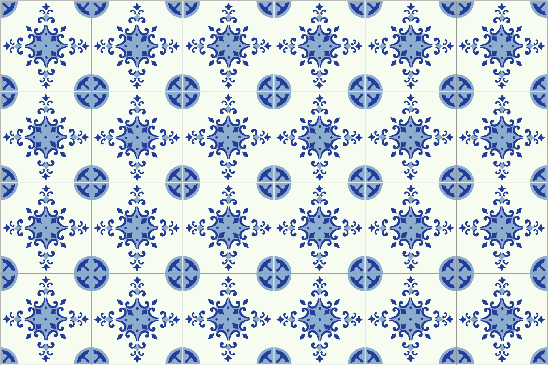 Azure Blossom Arrangement tile vinyl rug - TenStickers