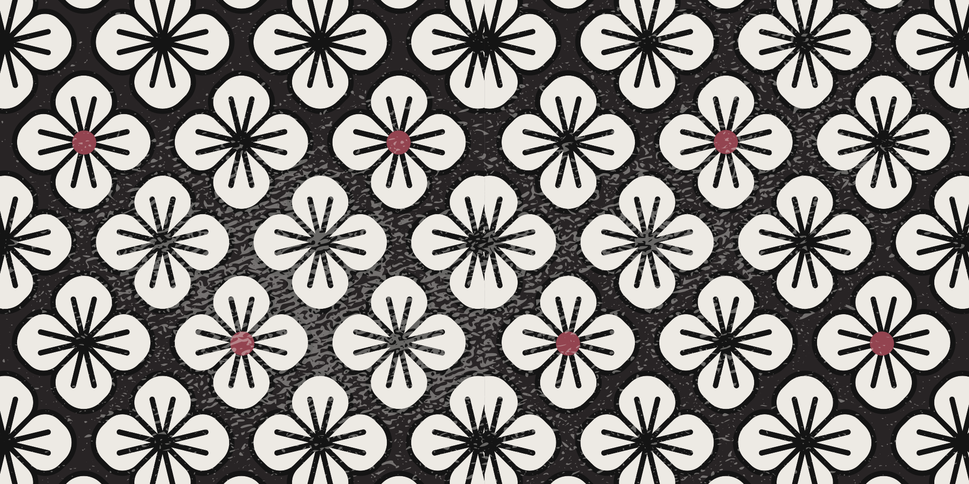 Symmetric black and white pattern vintage rug - TenStickers