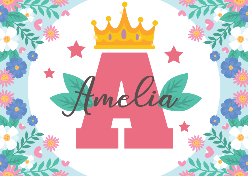 Crowned initial and name vinyl rug - TenStickers
