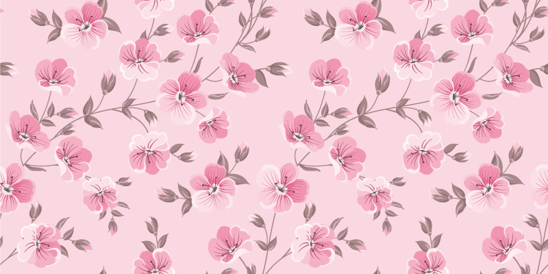 Blooming pink pattern floral rug - TenStickers