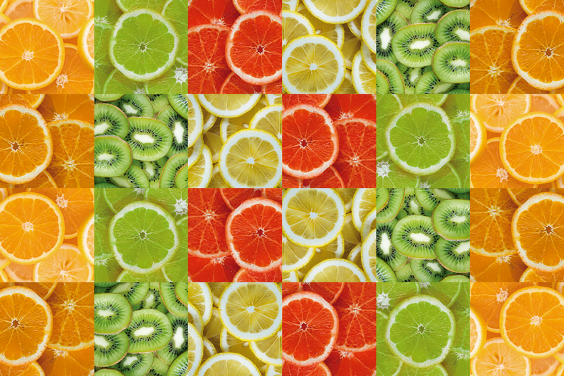Realistic fruits kitchen floor tiles - TenStickers