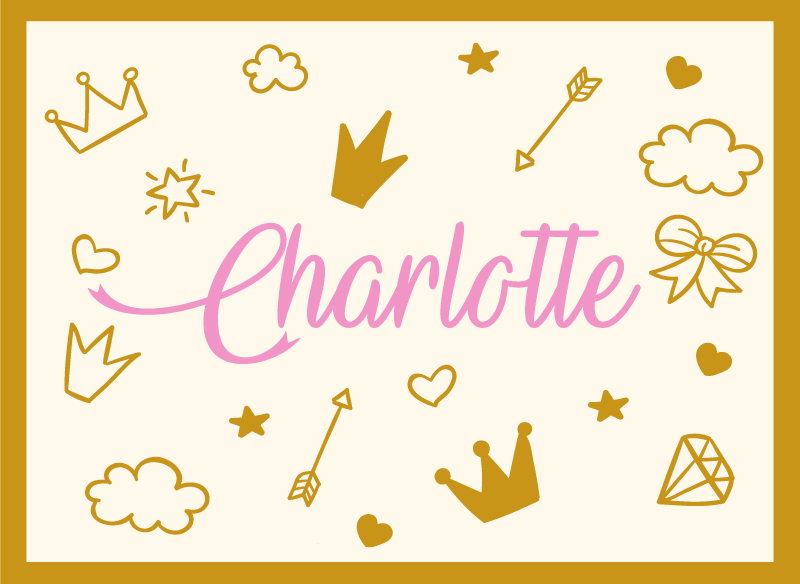 Princess theme with name custom vinyl rug - TenStickers