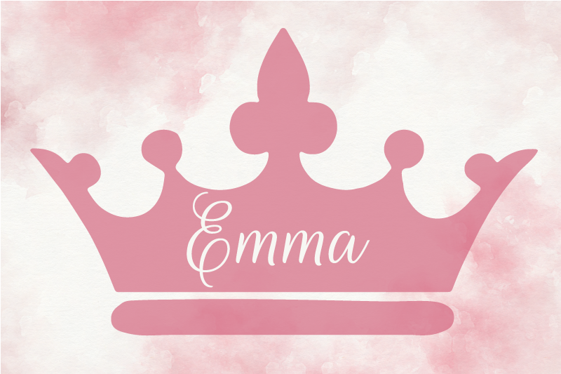 Pink crown with name personalised mat - TenStickers