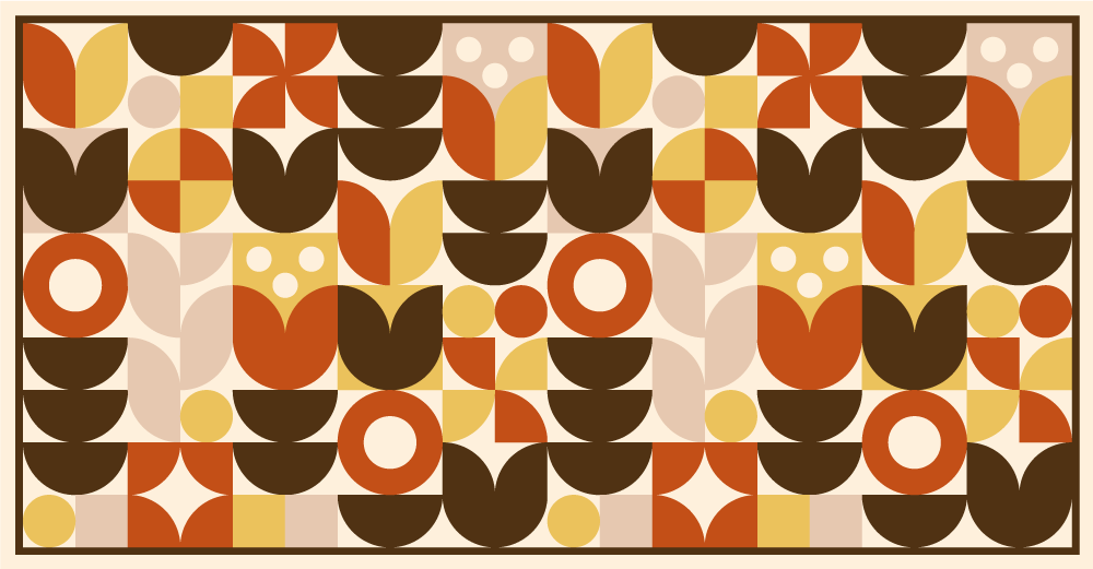 Retro tulips shapes  vintage rug - TenStickers