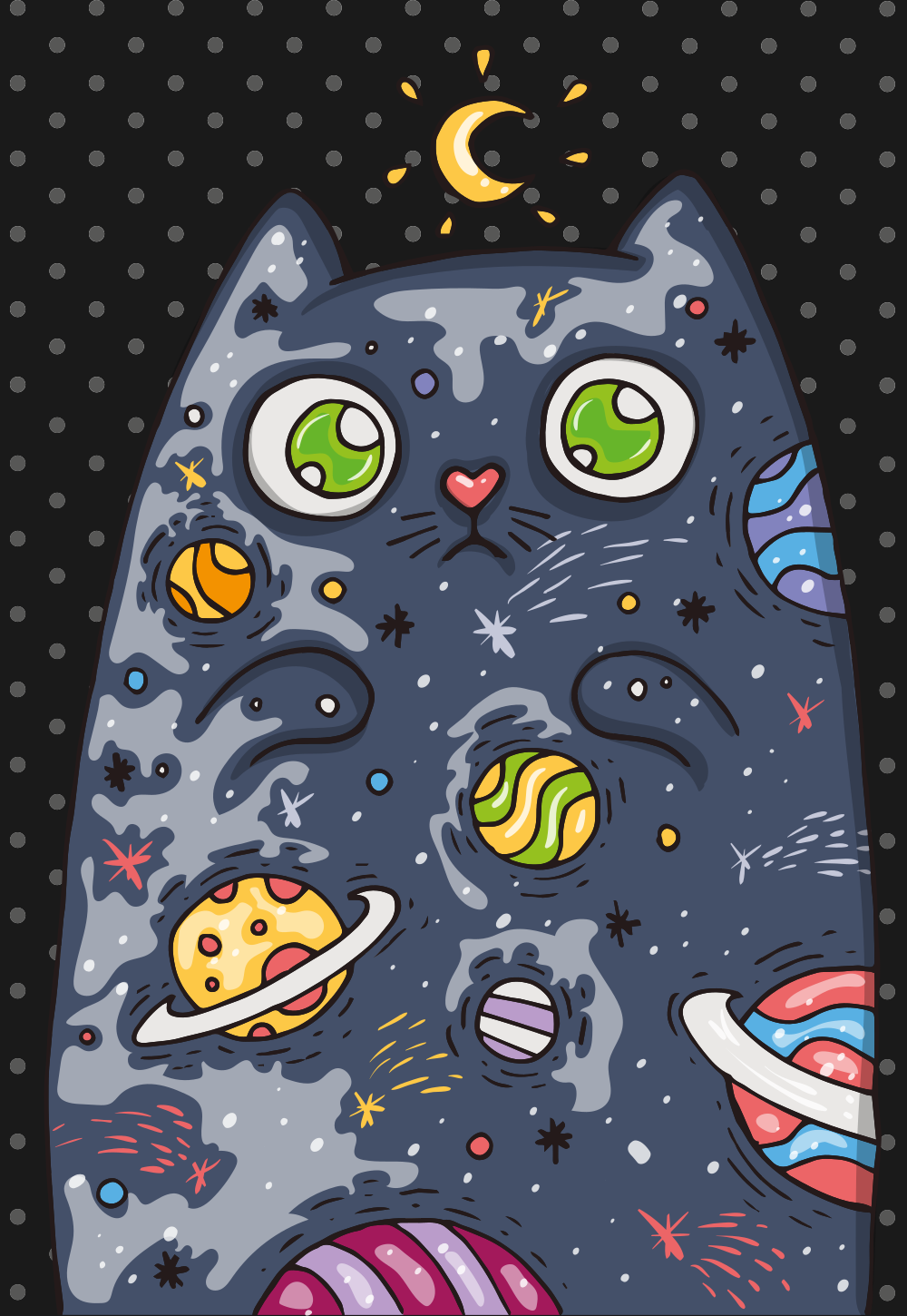Cosmic Cat Adventure vinyl rug - TenStickers