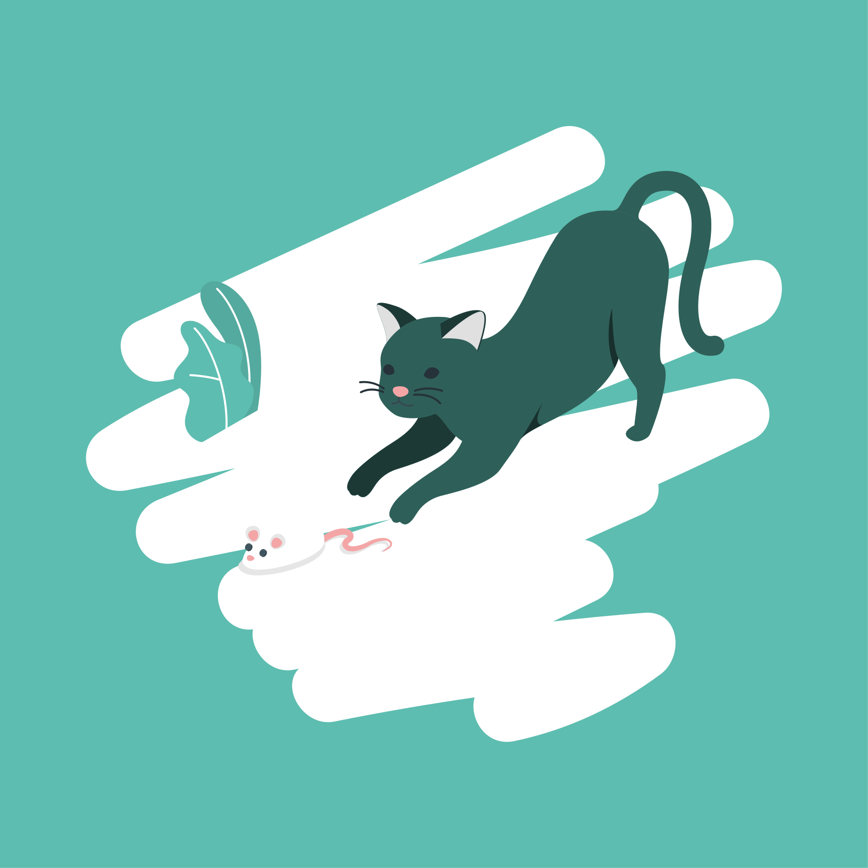 Playful Cat Pursuit bedroom vinyl rug - TenStickers