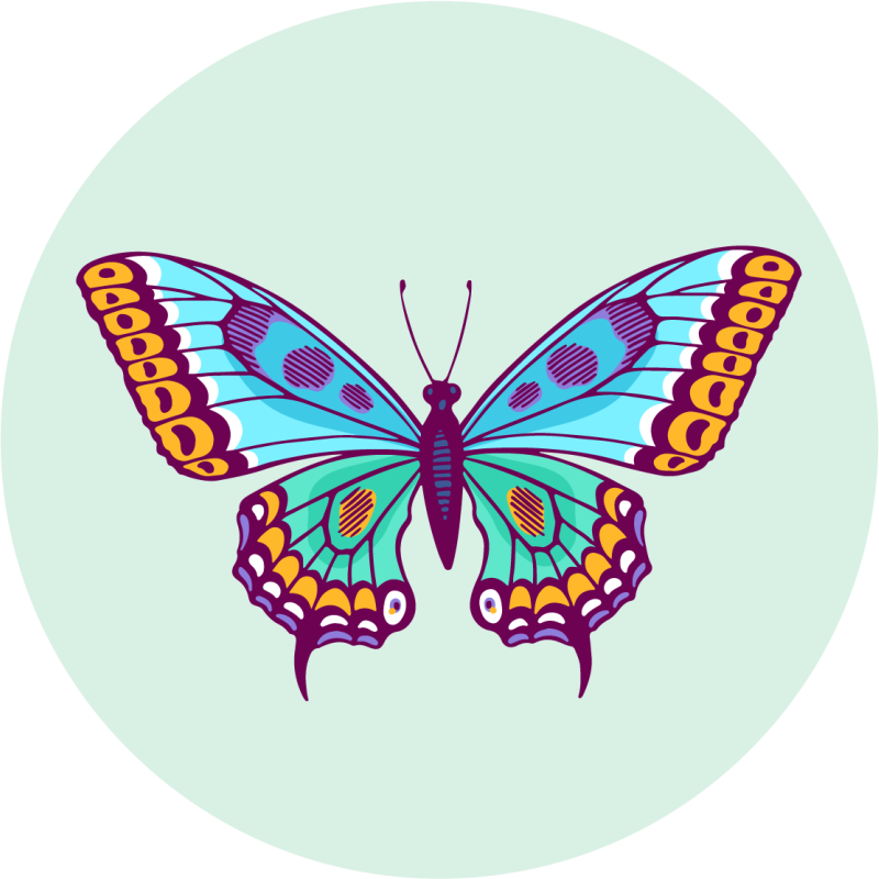 Green, blue and purple butterfly bedroom rug - TenStickers