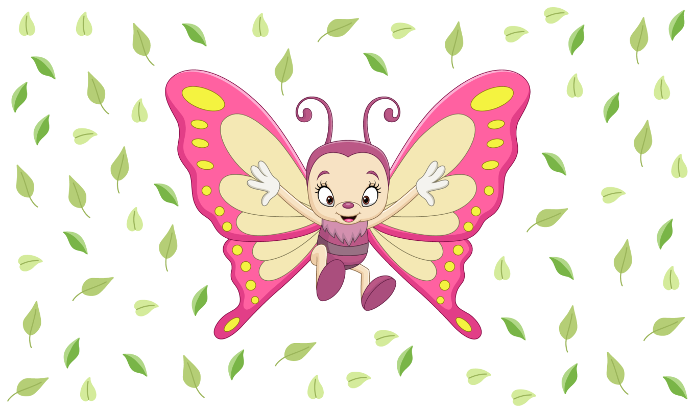Happy baby butterfly illustration animal rug - TenStickers