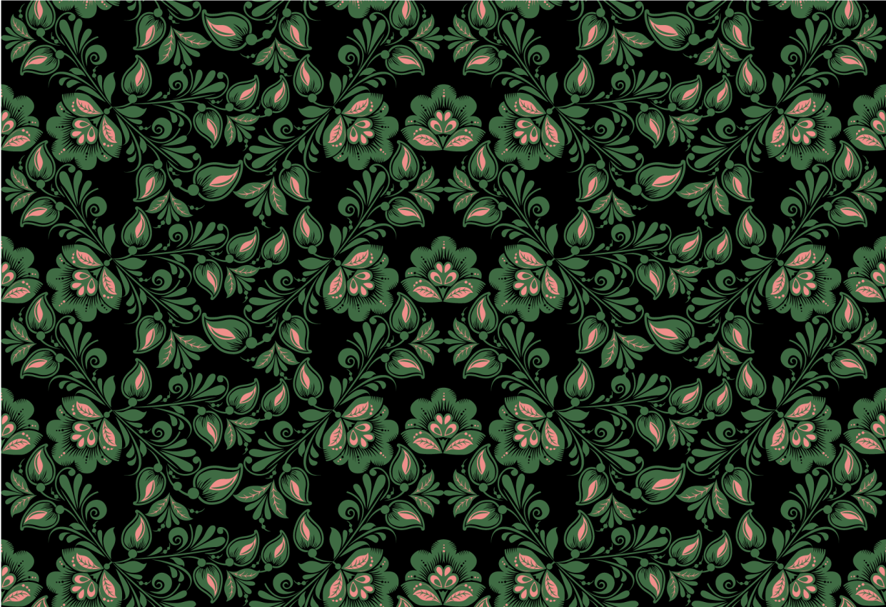 Botanical Greenery Motif flower vinyl rug - TenStickers