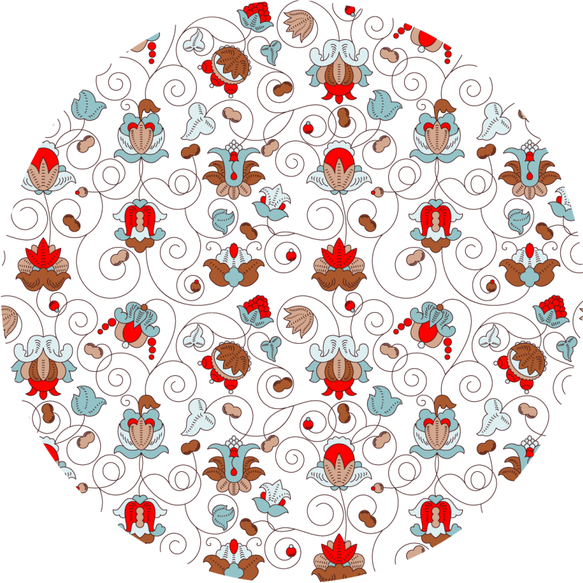 Circular Botanical Spiral Accent flower vinyl rug - TenStickers