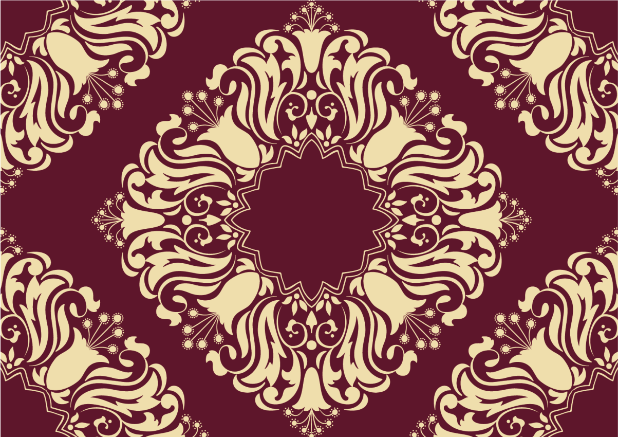 Burgundy Floral Pattern mosaic vinyl rug - TenStickers