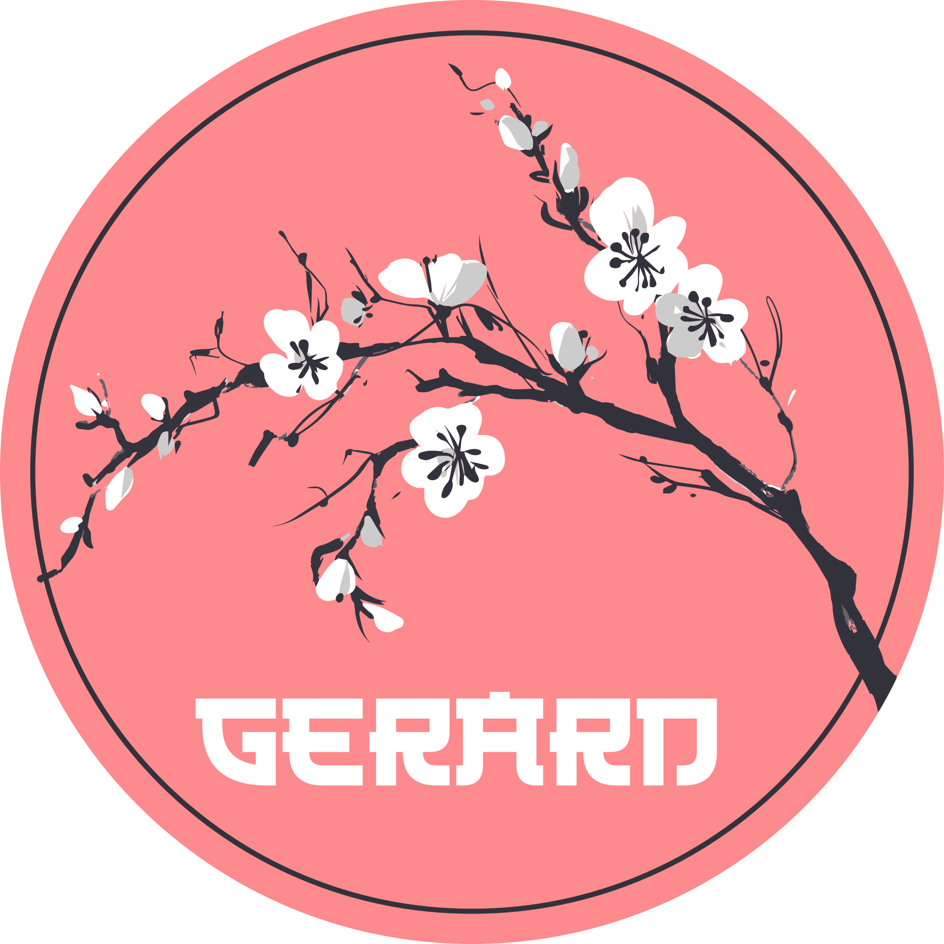 Sakura japanese flowers with name custom mat - TenStickers