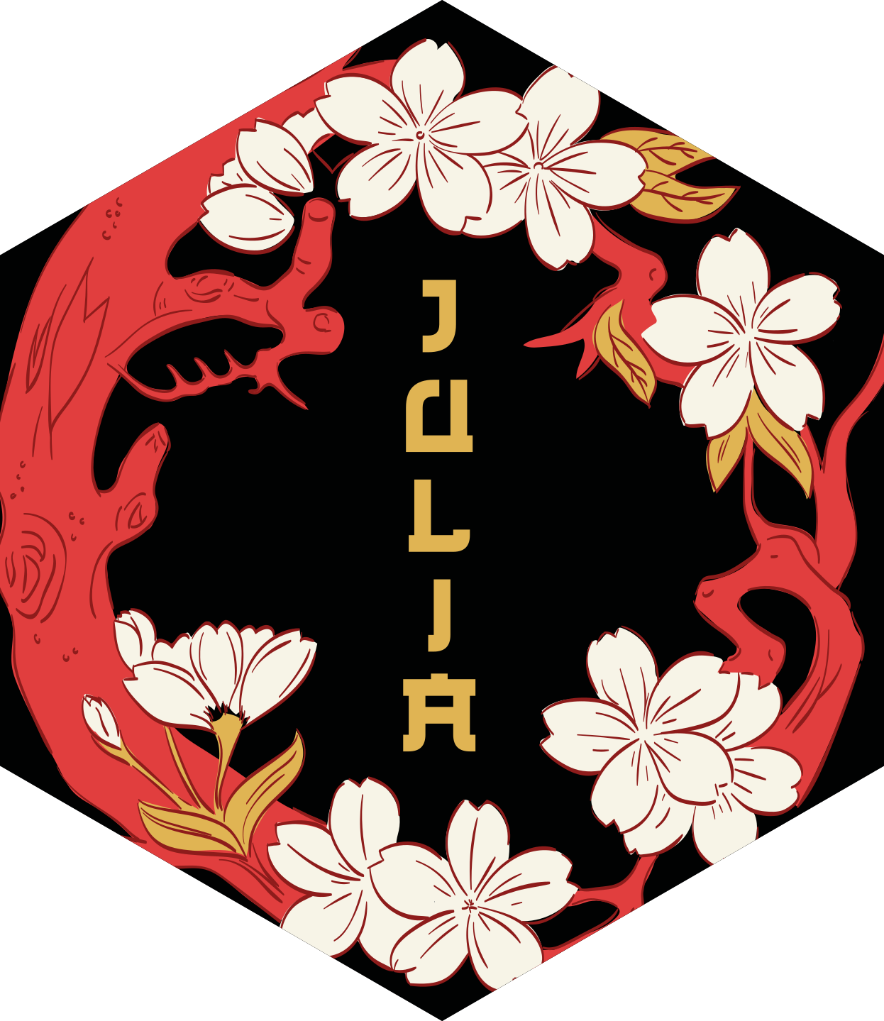 Sakura branch with flowers and name- mat - TenStickers