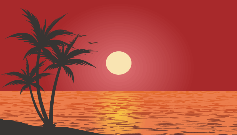Tropical Sunset Landscape nature vinyl rug - TenStickers