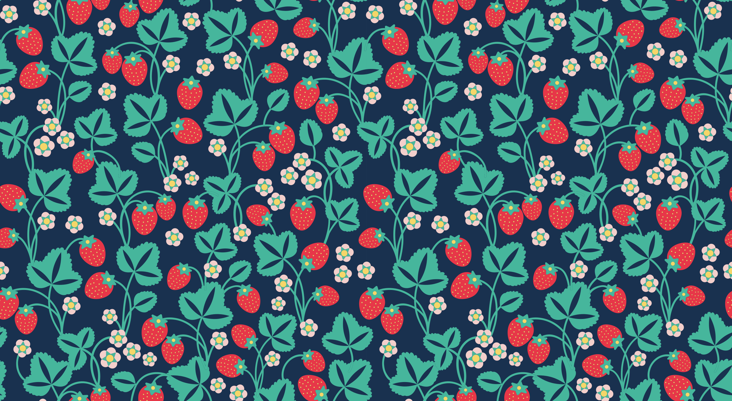 Strawberry blue background kitchen floor tiles - TenStickers