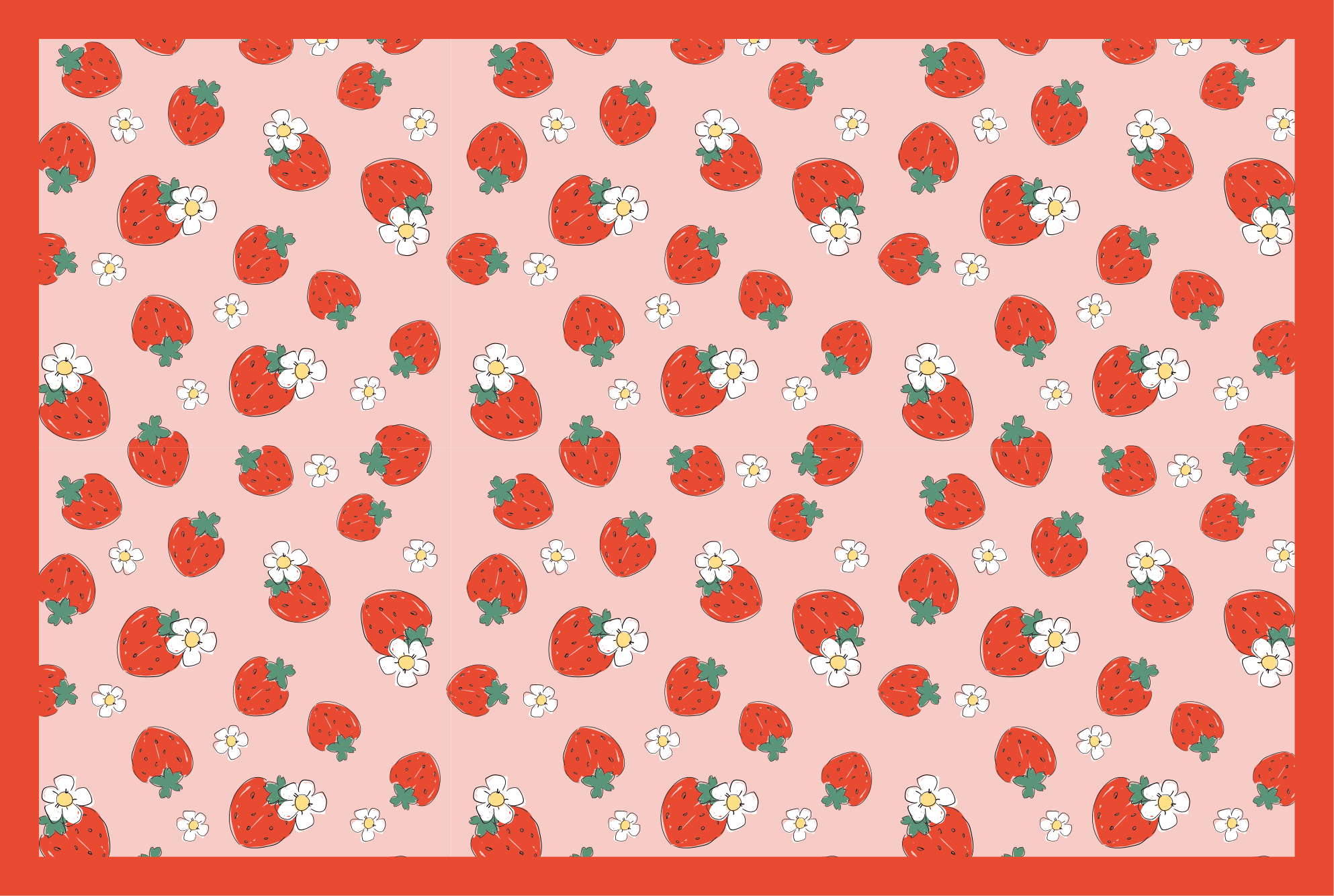 Strawberry Floral Pattern flower vinyl rug - TenStickers