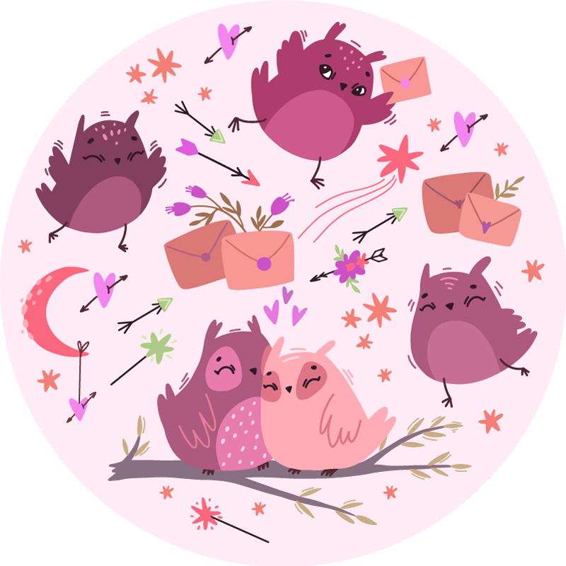 Purple owls kids vinyl rug - TenStickers