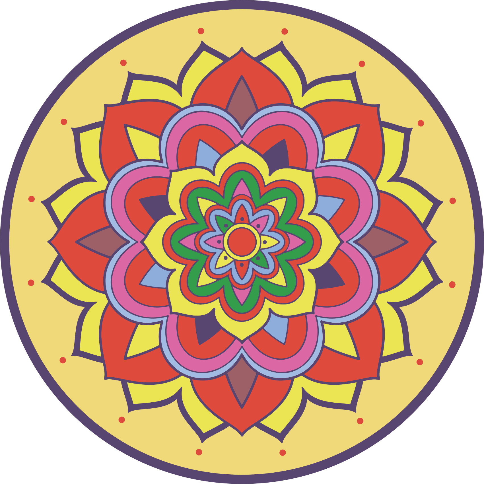 Floral colorful petals mandala vinyl rug - TenStickers