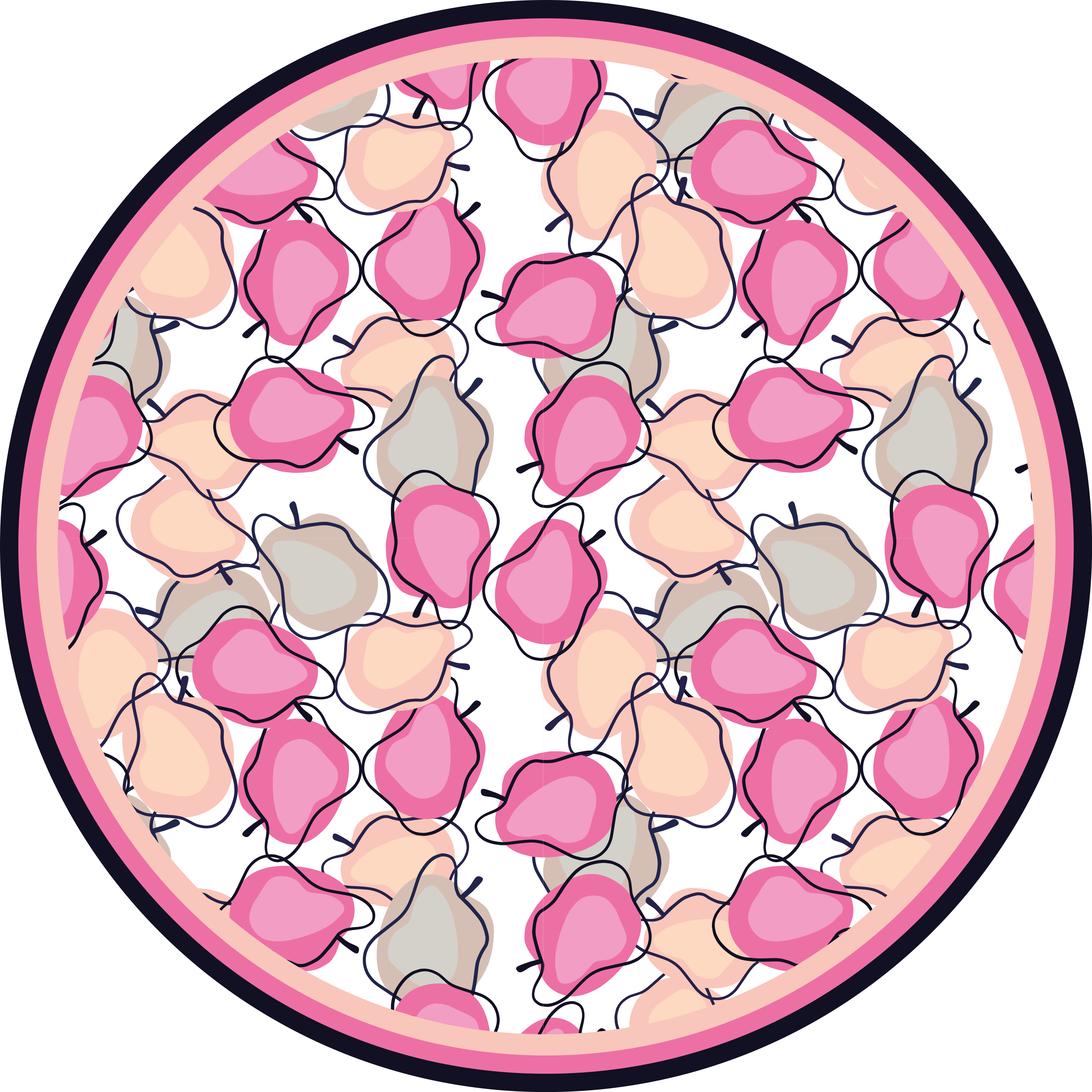Pattern with pink fruits kitchen floor tiles - TenStickers