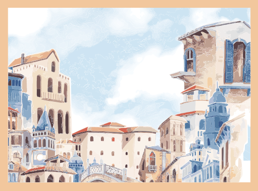 Coastal Cityscape bedroom vinyl rug - TenStickers