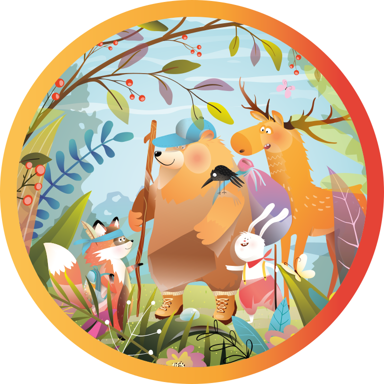 Forest Friends Gathering kids vinyl rug - TenStickers