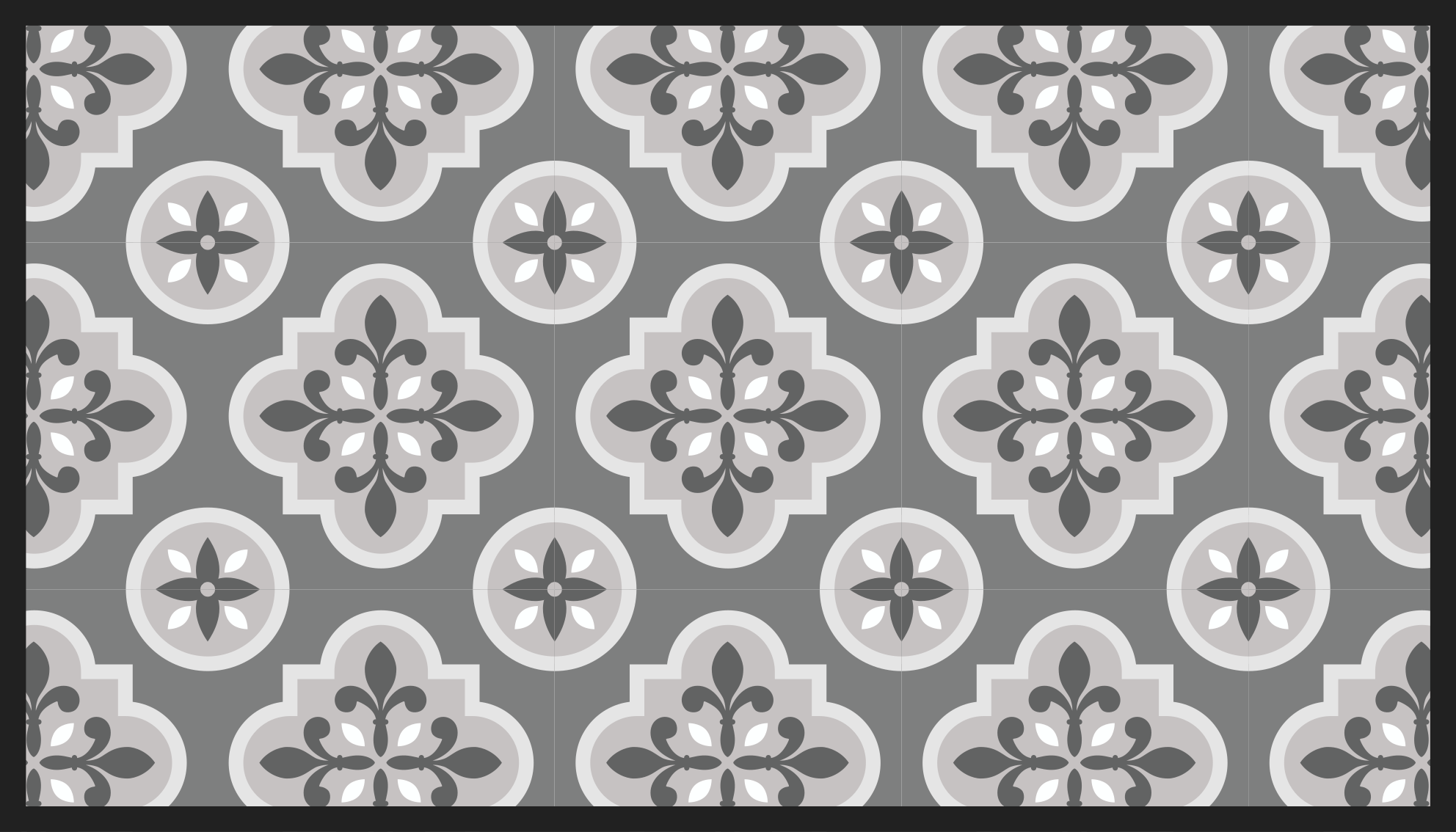 GRAYSCALE FLORAL PATTERN tile vinyl rug - TenStickers