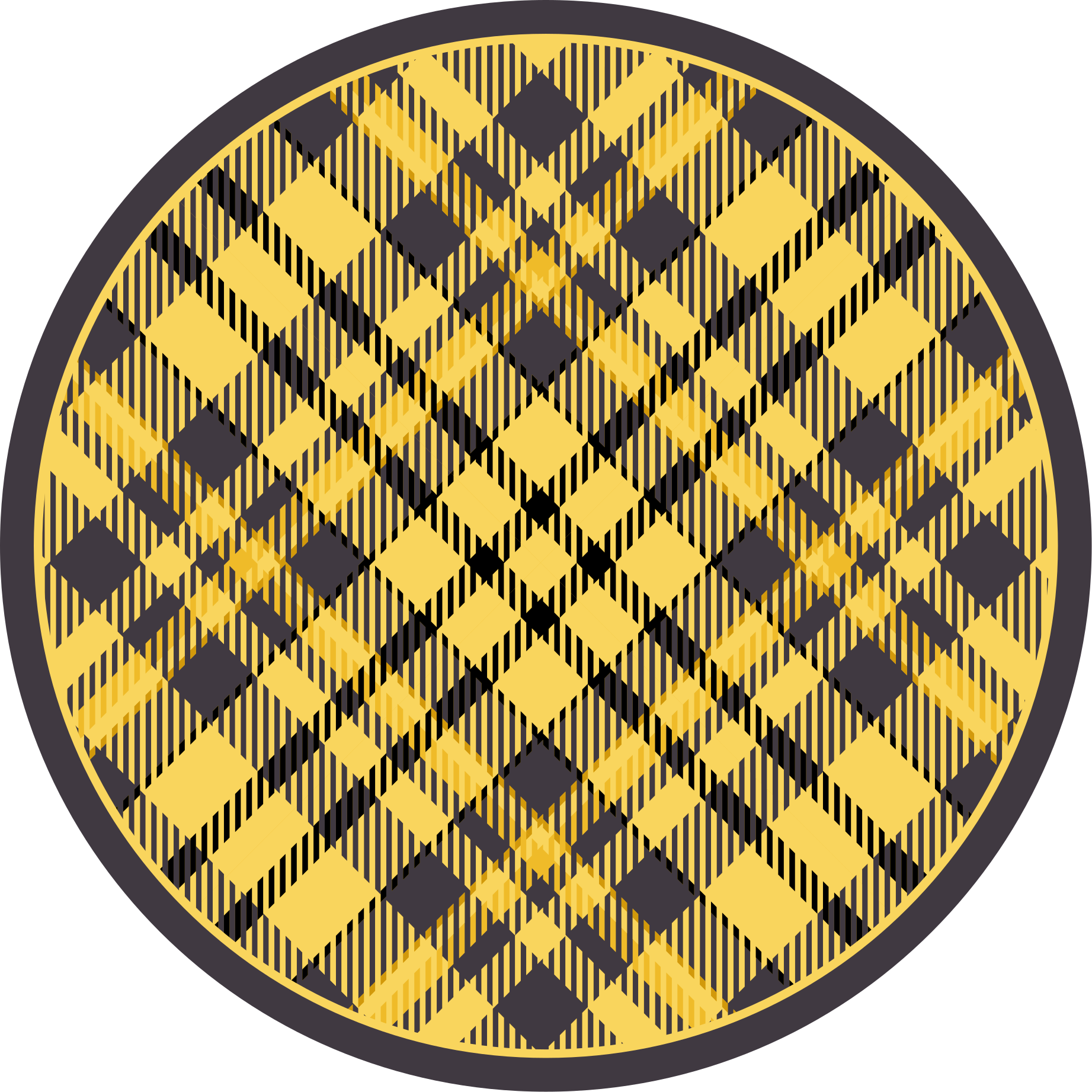 Gray and yellow patterned squares circular rug - TenStickers