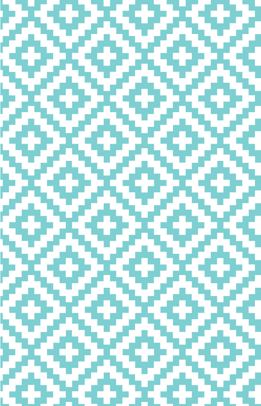 Turquoise Pattern geometric vinyl rug - TenStickers