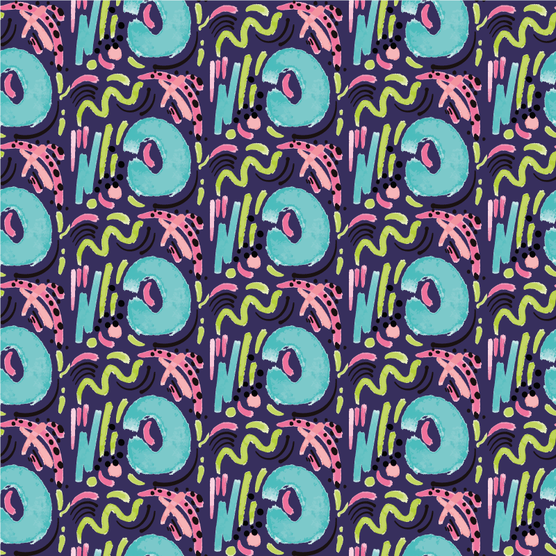 Playful colorful pattern vinyl rug - TenStickers