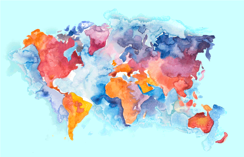 World map vinyl rug colorful global map - TenStickers
