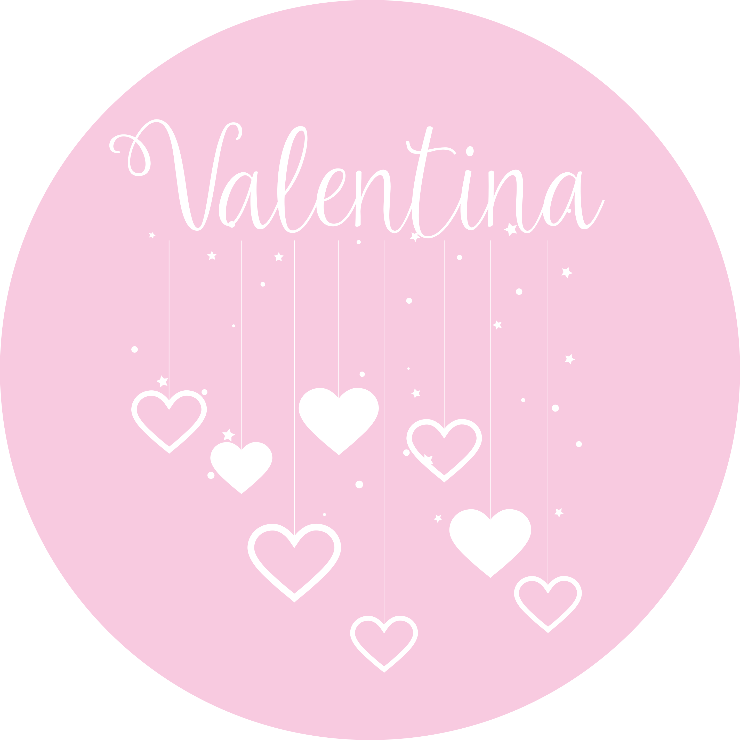 Hanging pink hearts with name vinyl rug - TenStickers