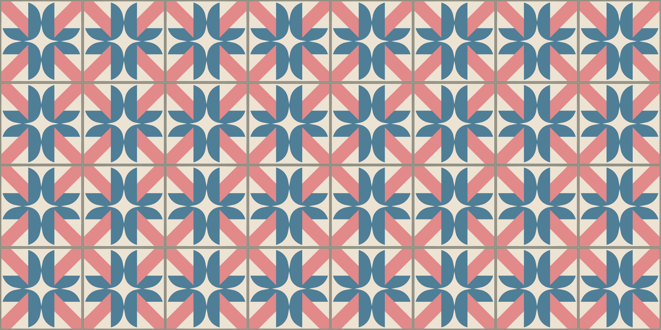 Pink blue geometric pattern tile vinyl rug - TenStickers