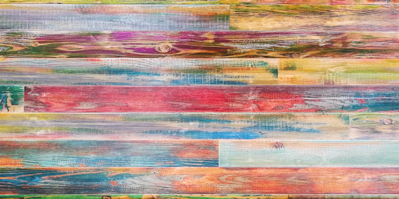 Colorful weathered effect wood vinyl rug - TenStickers