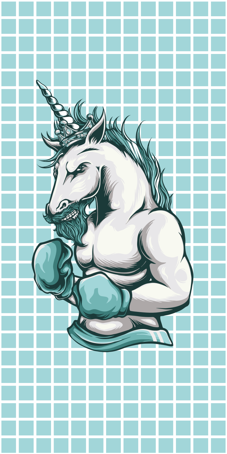 Boxing Unicorn Illustration teenager vinyl rug - TenStickers