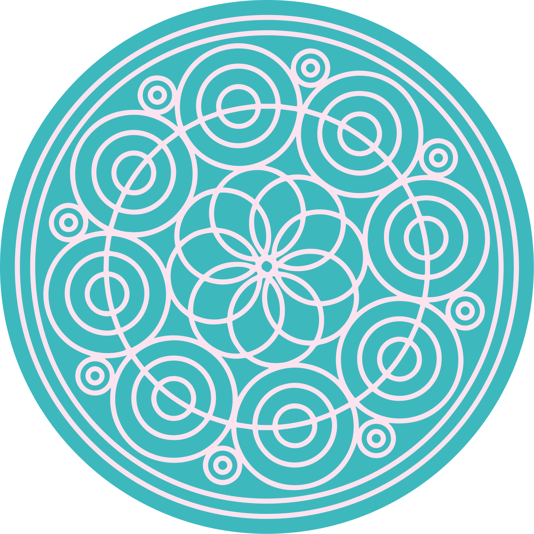 Turquoise Circular Pattern mandala vinyl rug - TenStickers