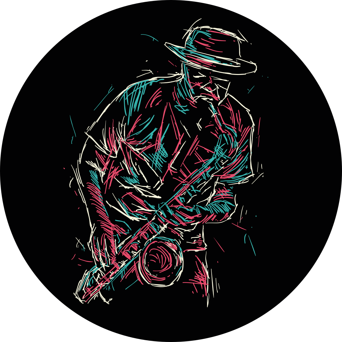 Jazz Musician Performance circular vinyl rug - TenStickers