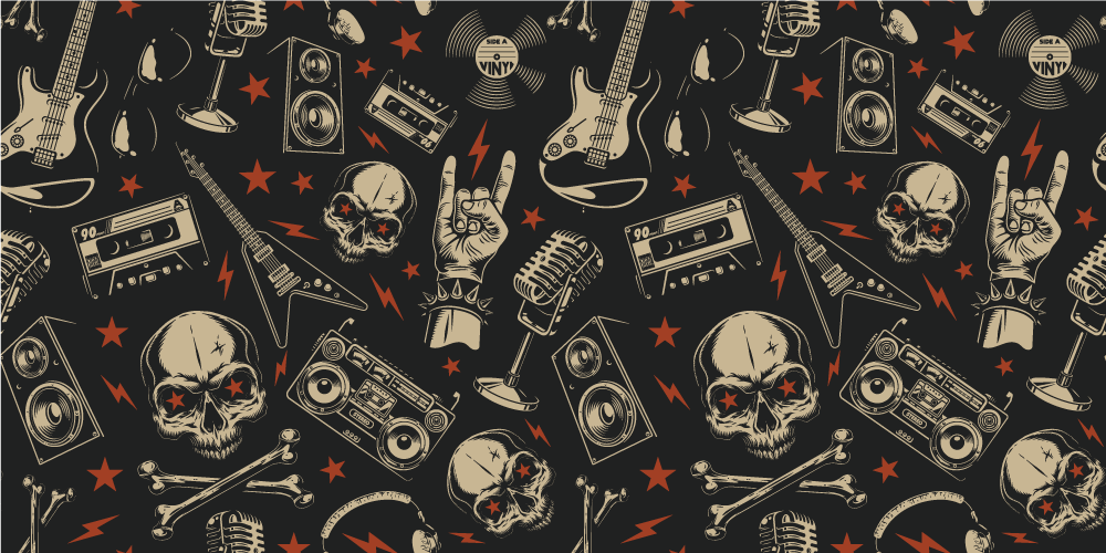 Skull Music Theme teenager vinyl rug - TenStickers