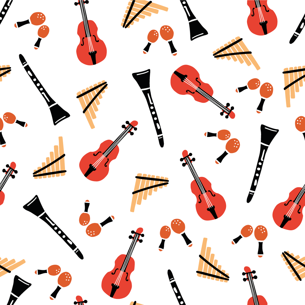 Vinyl rug with musical instrument designs - TenStickers