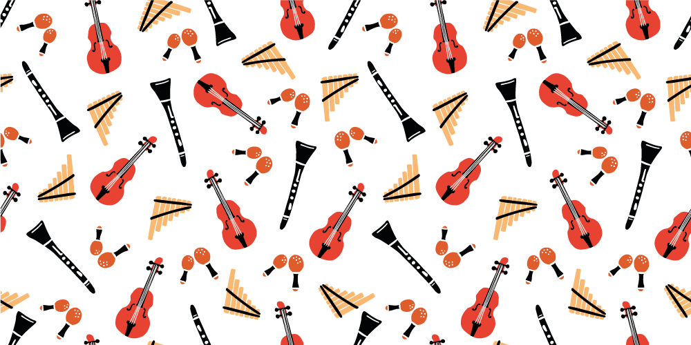 Musical Instrument Pattern vinyl rug - TenStickers