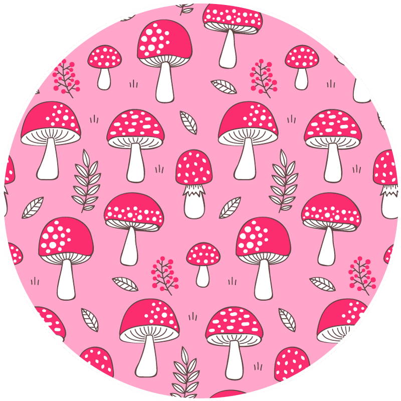 Circle and mushroom pattern floral rug - TenStickers