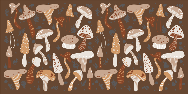 Brown mushroom pattern floral rug - TenStickers