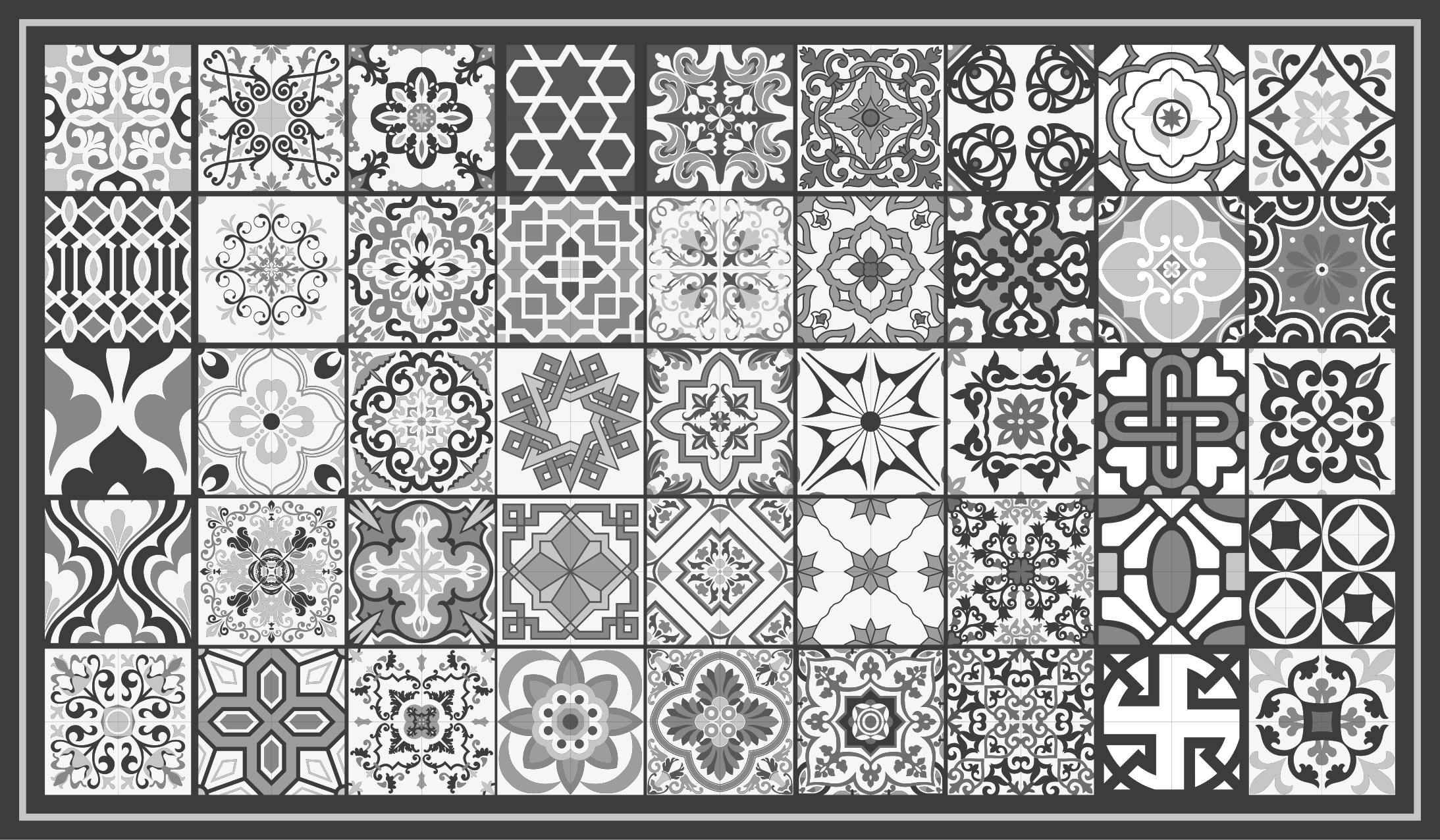 Dark grey rustic mosaic pattern tile carpet - TenStickers