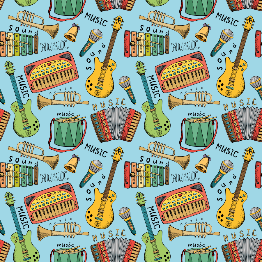 Vinyl rug with joyful music instruments design - TenStickers